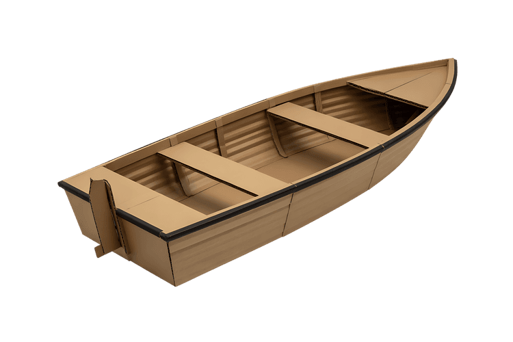 Cardboard boat with seats for crafts and recycling projects