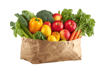 Fresh produce in a paper bag. Healthy eating concept.