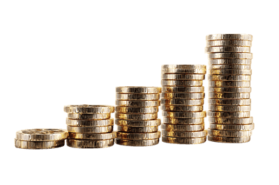 Stacks of gold coins show growth589.