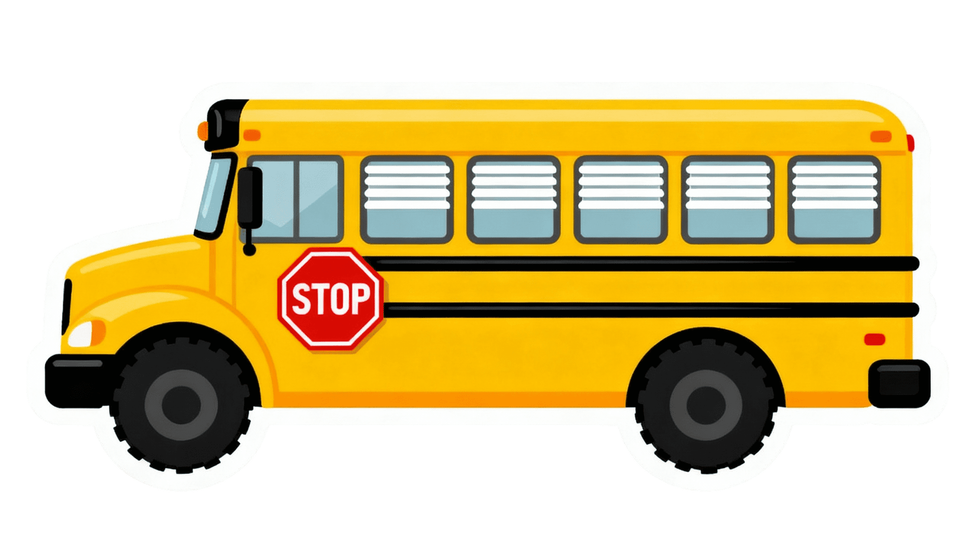 Yellow school bus with stop sign illustration