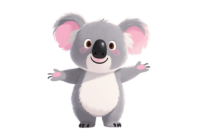 Adorable cartoon koala with open arms