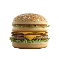 Juicy double cheeseburger with sesame bun