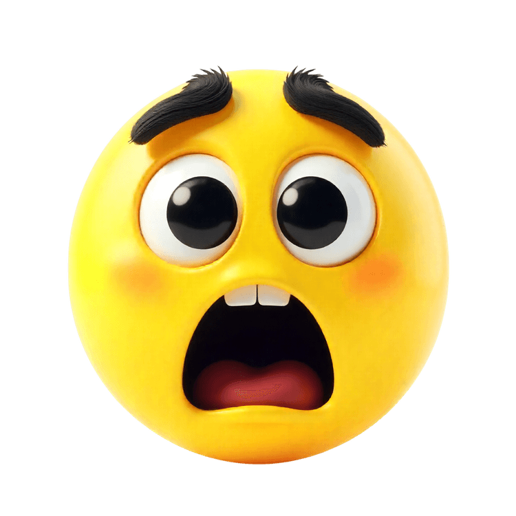 Scared emoji with open mouth and surprised eyes