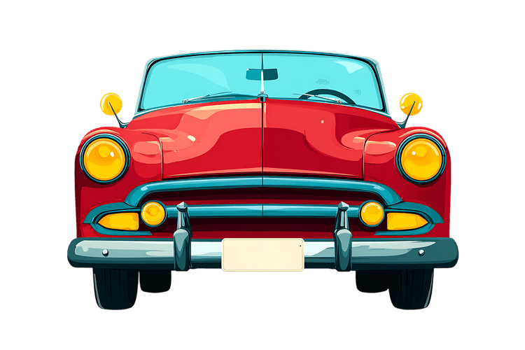 Illustration of a red vintage car