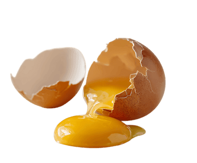 Broken egg yolk spilling out