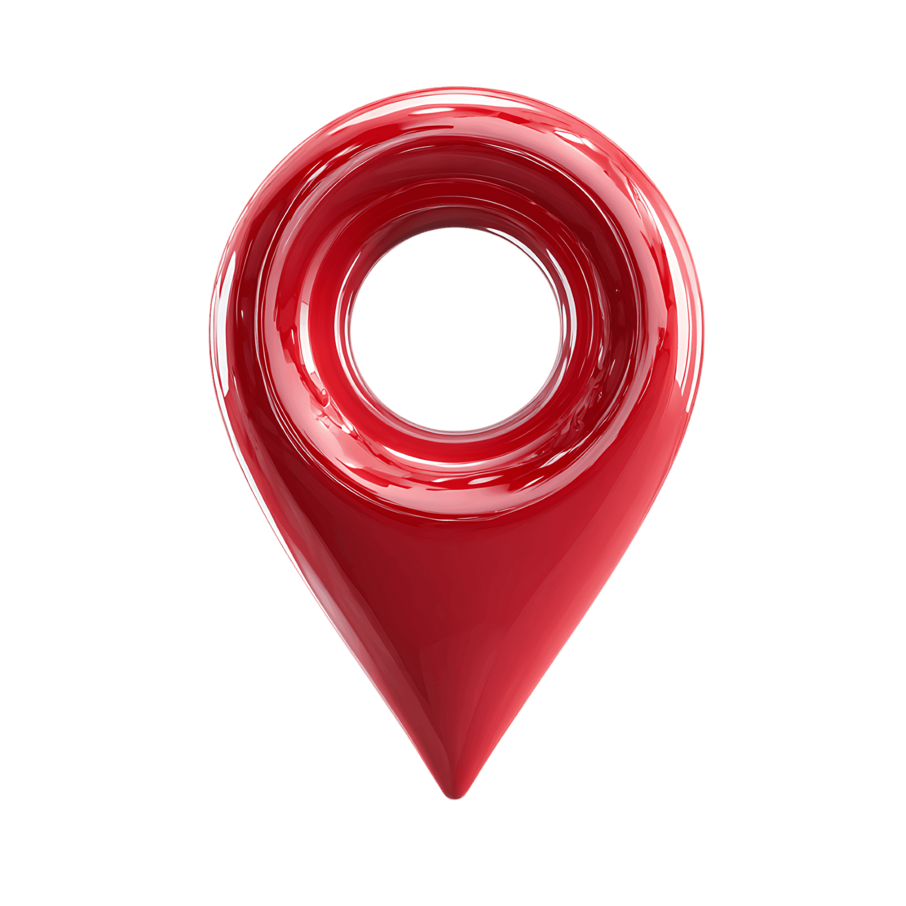 Shiny red location pin on black background. Travel, navigation, GPS concept.