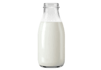 Glass bottle filled with fresh milk.