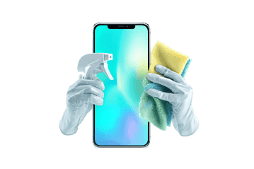 Clean your smartphone with spray and microfiber cloth.