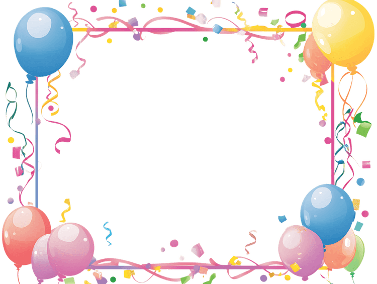 Colorful balloons and confetti border for celebrations