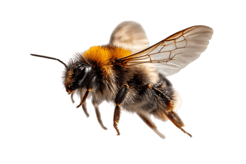 Close up of a bumblebee in flight