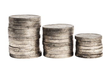 Stacks of coins showing growth and savings.