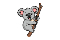Cartoon koala climbing a branch