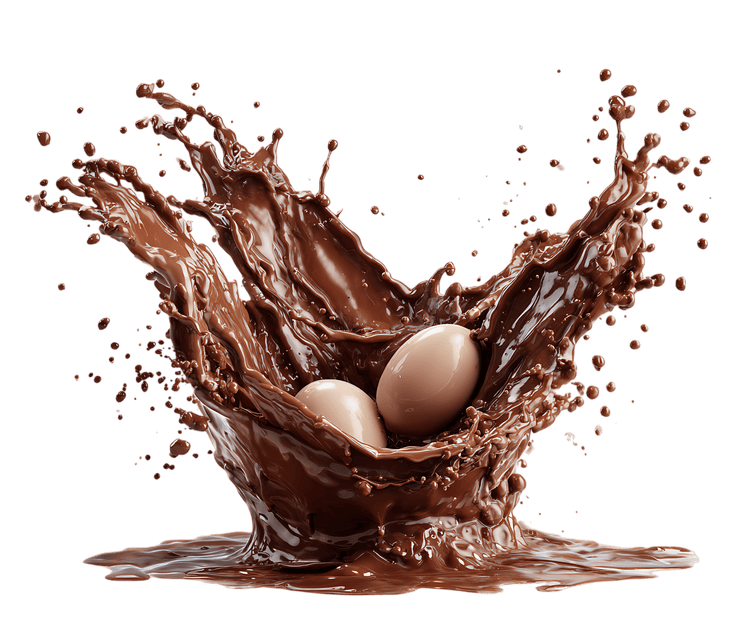 Chocolate splash with eggs