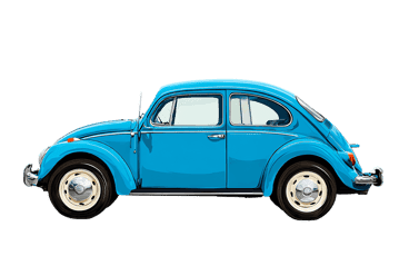 Classic blue beetle car illustration