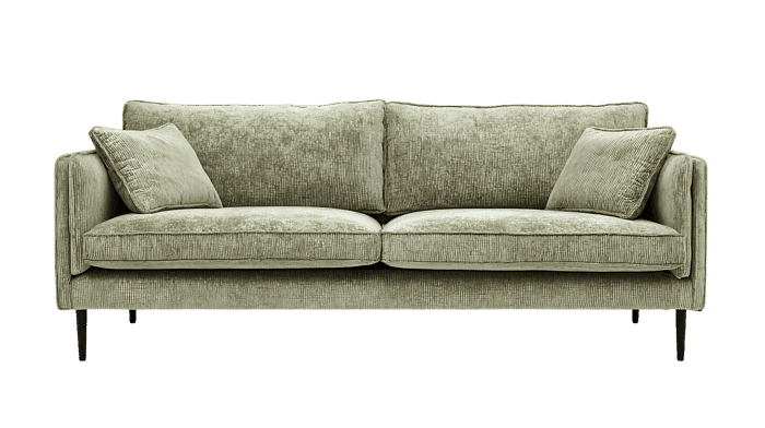 Elegant sage green sofa with plush cushions407