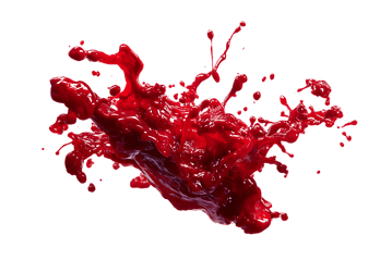 Vibrant red liquid splash isolated on black background