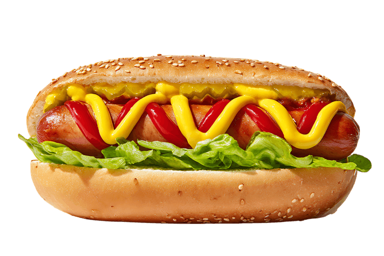 Classic hot dog with mustard, ketchup, and relish.