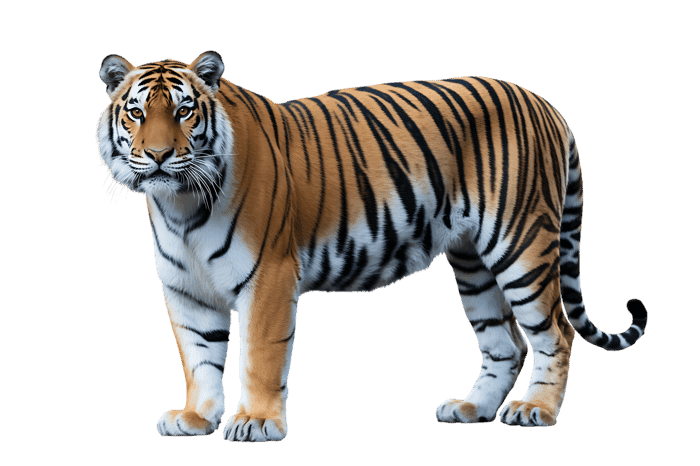 Striking tiger portrait on transparent background
