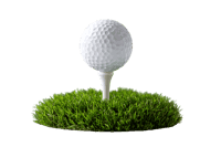 Golf ball on tee against black, ready for the first drive.
