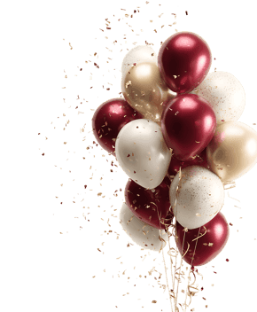 Elegant burgundy &amp; gold balloons.