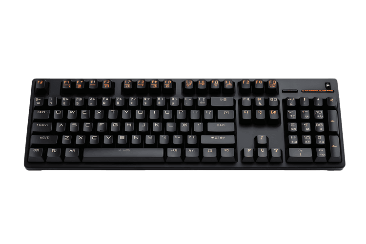 Black gaming keyboard isolated on black background