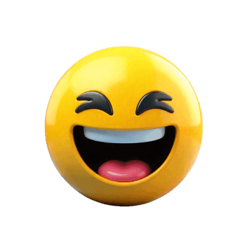 Joyful emoji with open mouth and happy expression