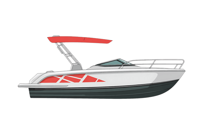 Illustration of a modern motorboat for recreation and fishing