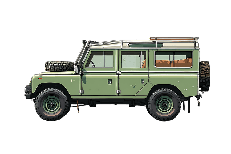 Vintage green four wheel drive vehicle