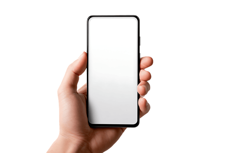 Hand holding smartphone with blank screen139.