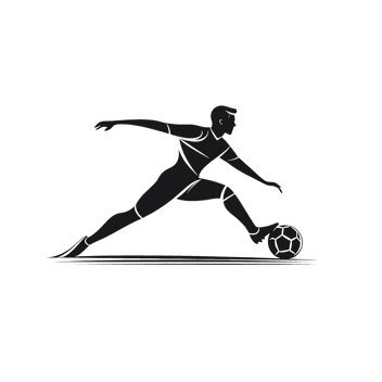 Line art illustration of a soccer player.