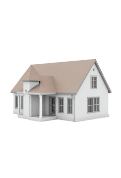 3d render of a white house with tan roof