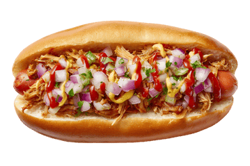 Pulled pork hot dog with relish