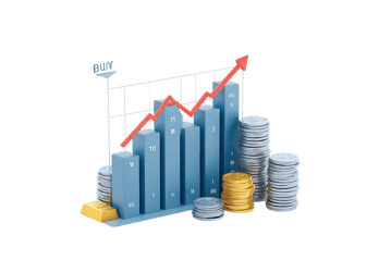 3D illustration of a financial growth chart with coins and gold426.