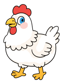 Cartoon chicken with stripes illustration