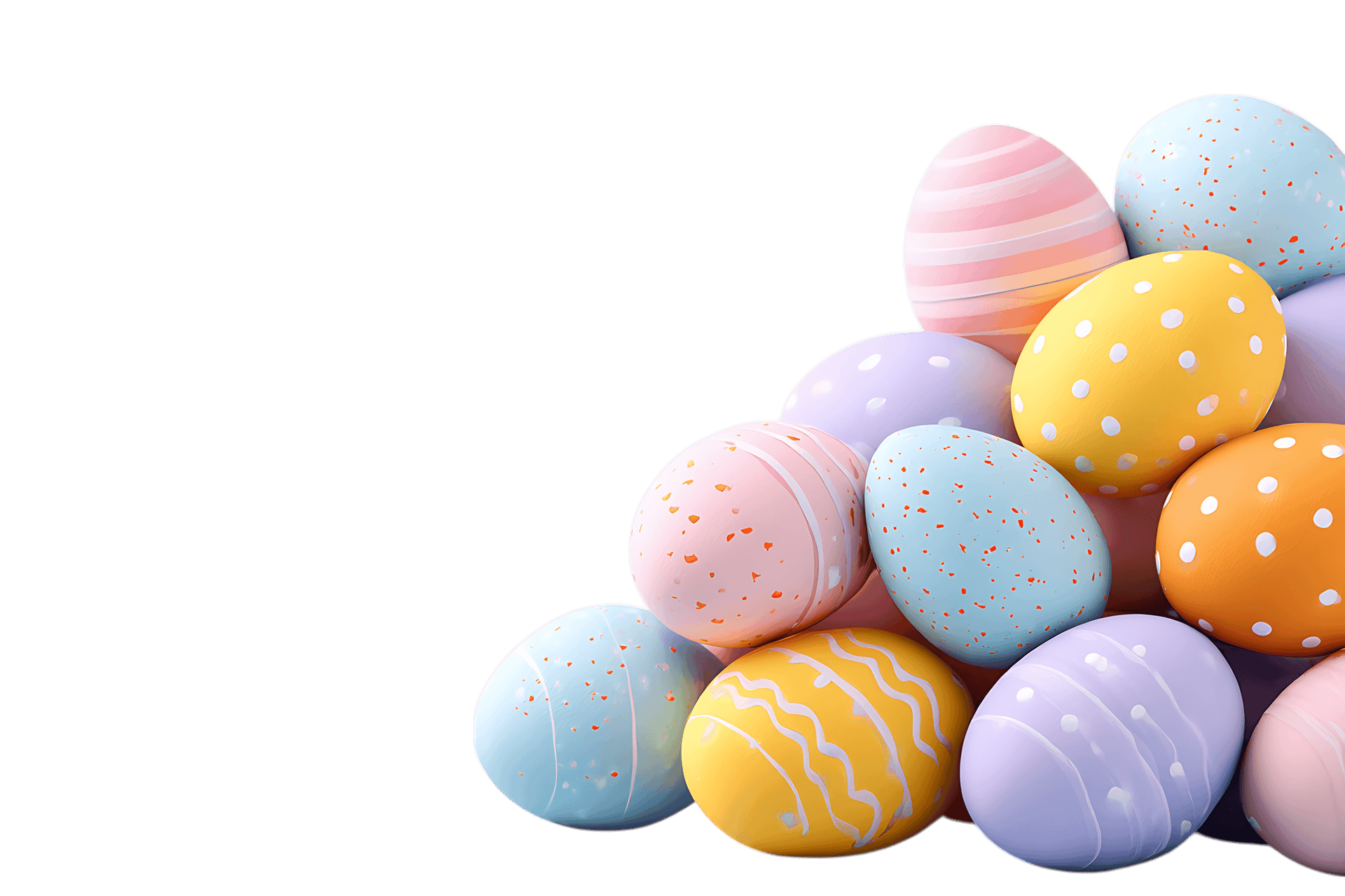 Pastel Easter eggs in a pyramid shape.