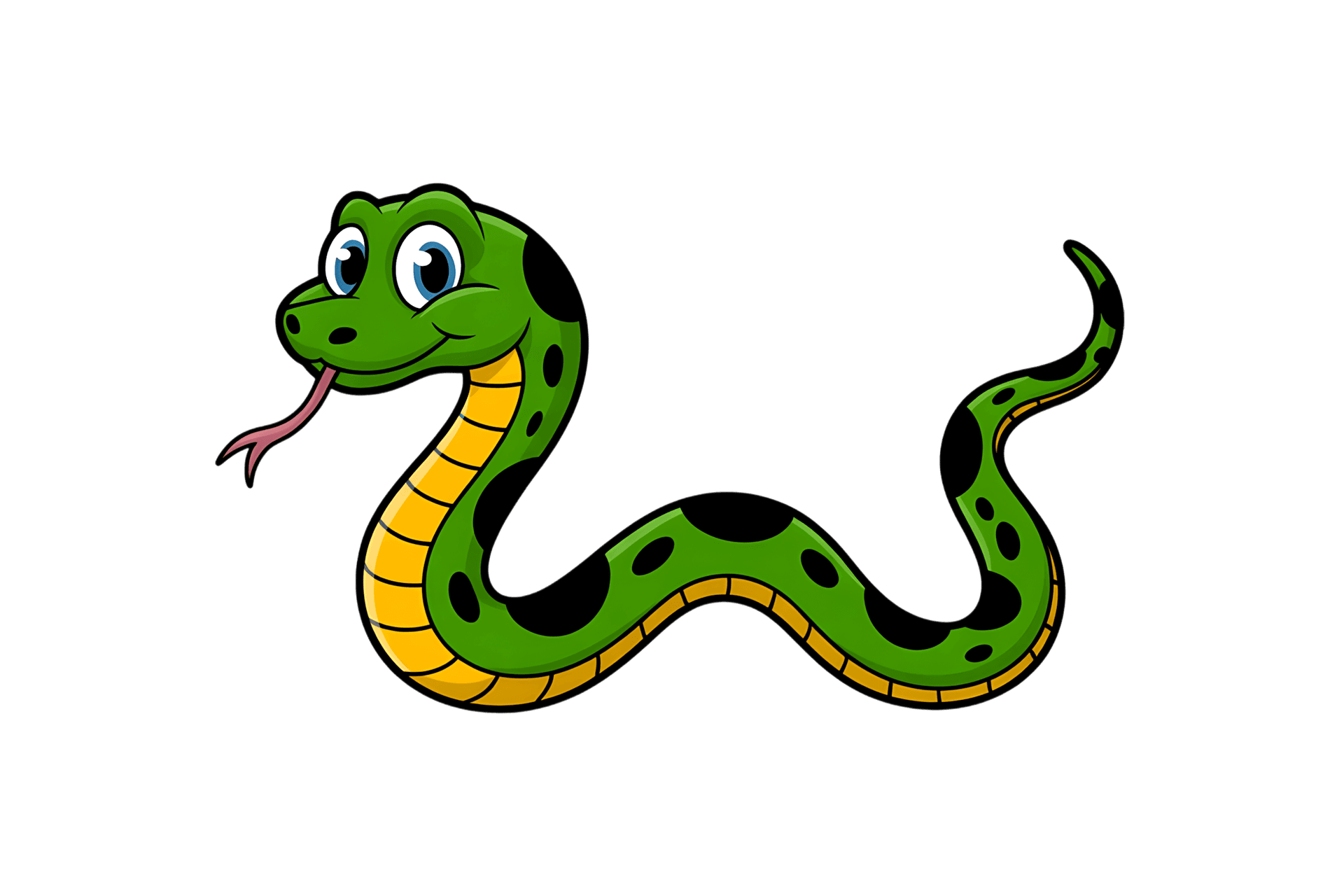 Cartoon illustration of a green spotted snake