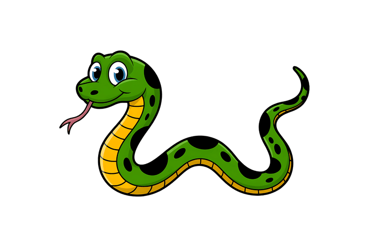 Cartoon illustration of a green spotted snake