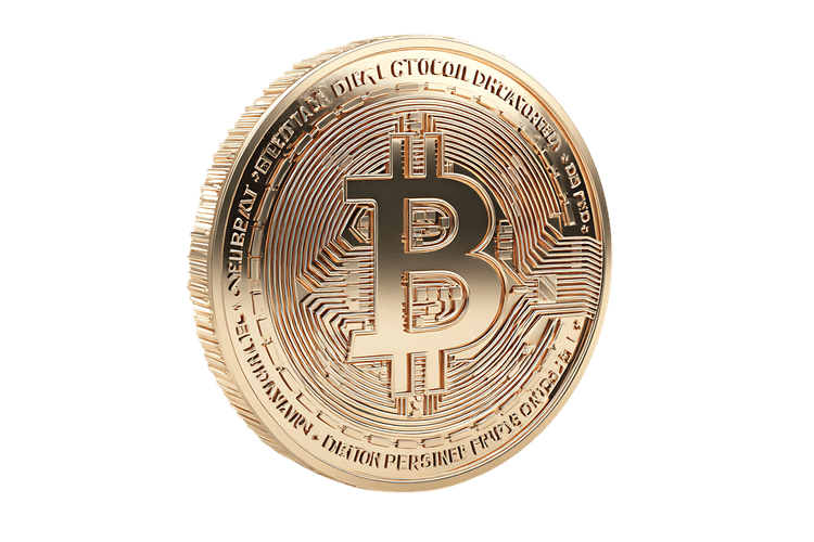 Bitcoin cryptocurrency coin, digital currency.