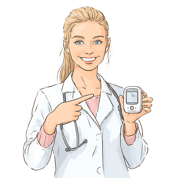 Smiling female doctor holding device