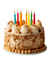 A delicious birthday cake with colorful candles.
