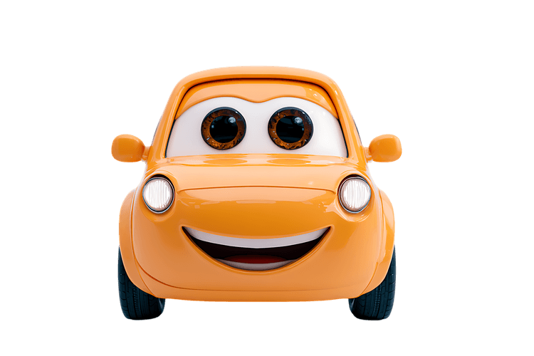 Smiling orange car character