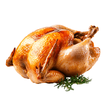 Roasted chicken with rosemary garnish