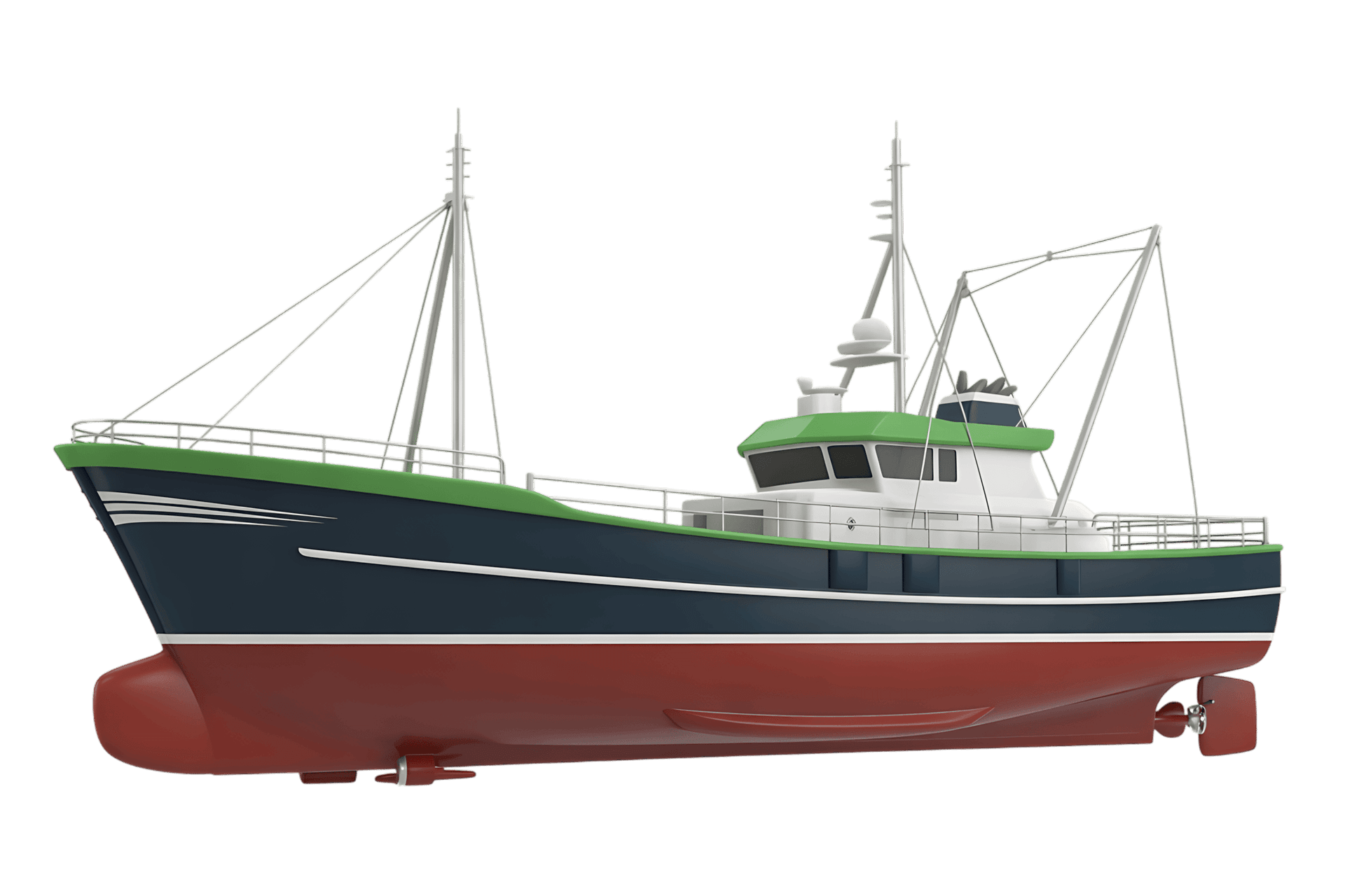 Commercial fishing boat vessel for maritime industry and transport