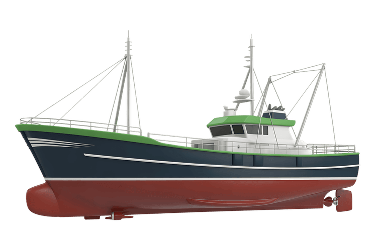 Commercial fishing boat vessel for maritime industry and transport