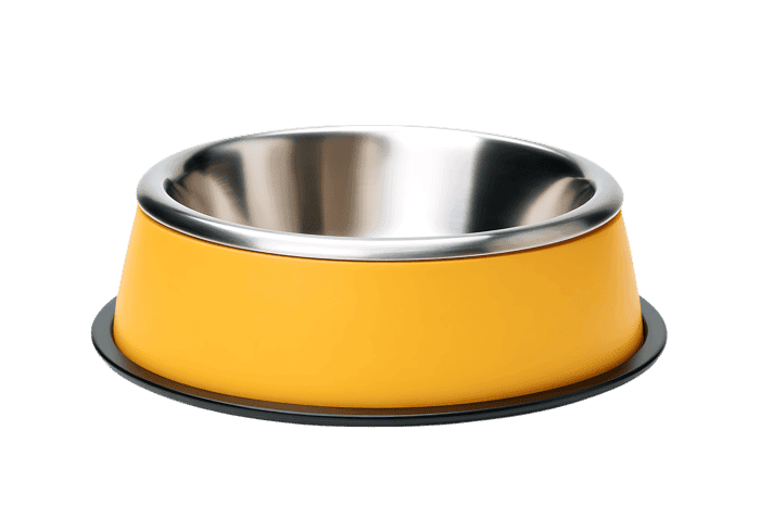 Yellow pet bowl with stainless steel insert