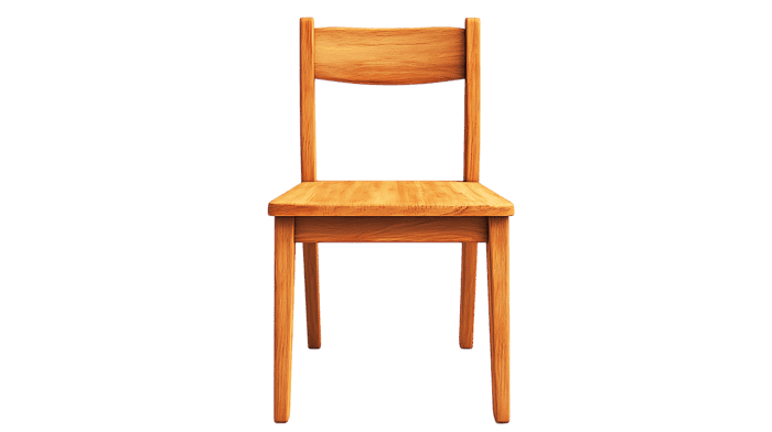 Simple wooden chair on black background