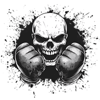 Skull with boxing gloves