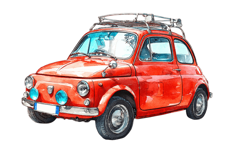 Red vintage car watercolor