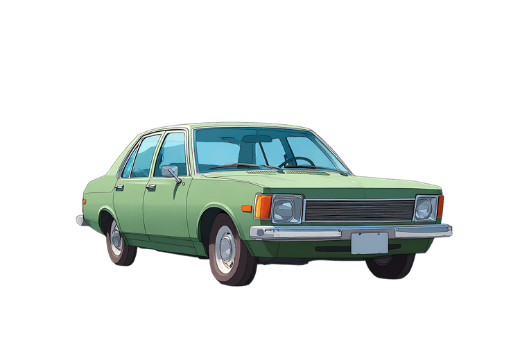 Green vintage sedan car illustration