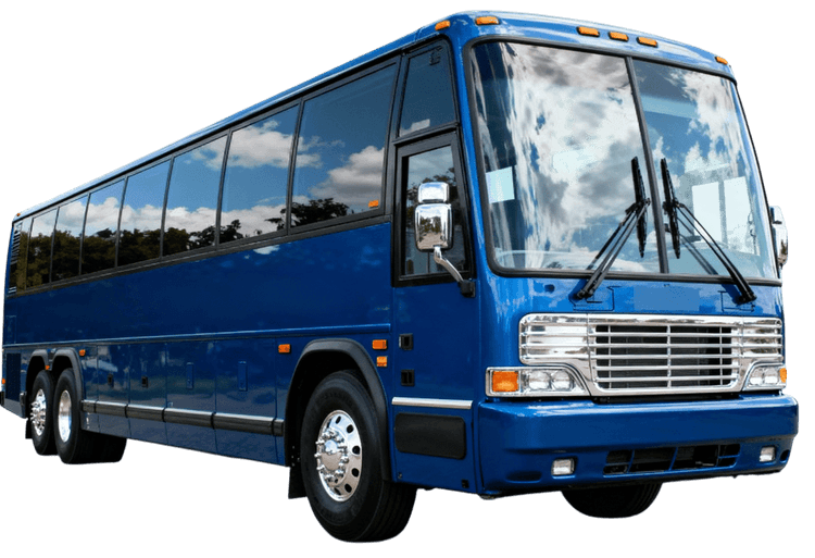 Blue passenger bus for travel and tourism